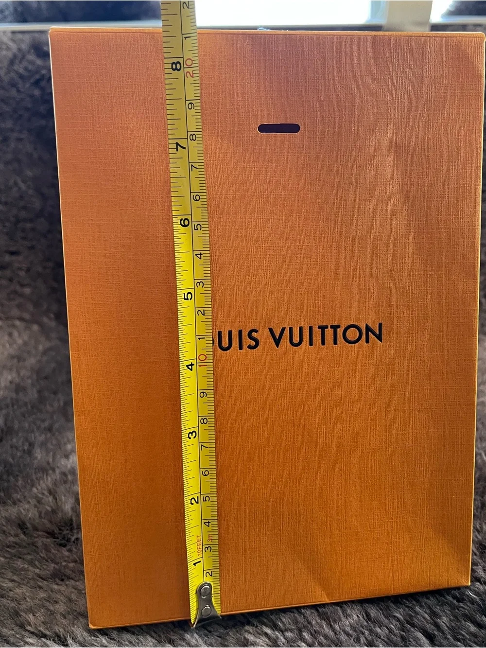 Authentic Louis Vuitton Orange Shopping Bag With Blue Ribbon & Receipt Envelope